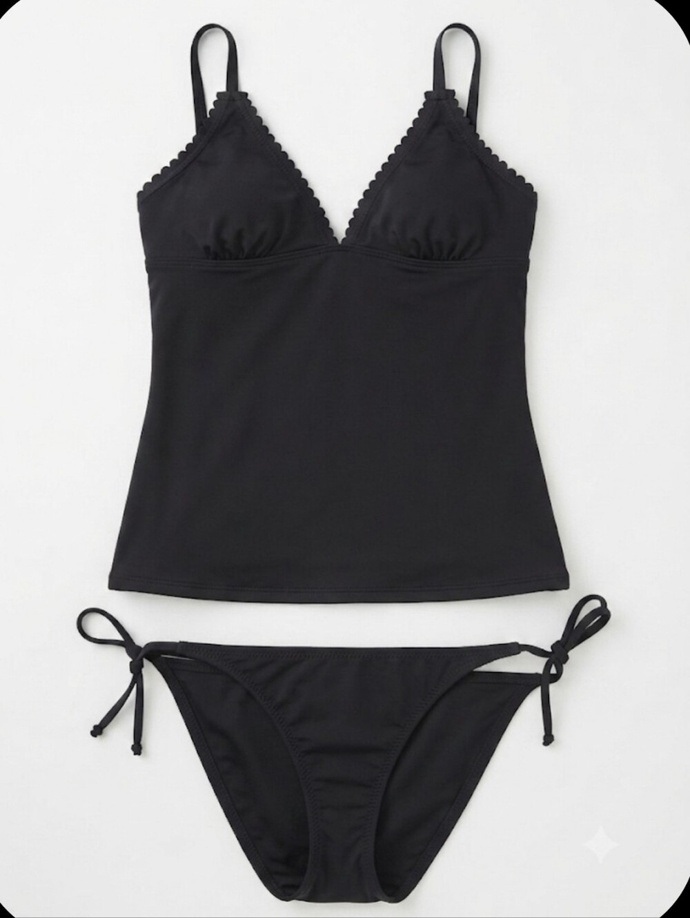 ​Athleta x Becca Black Scalloped Bikini Set Tankini Small Bottom Medium